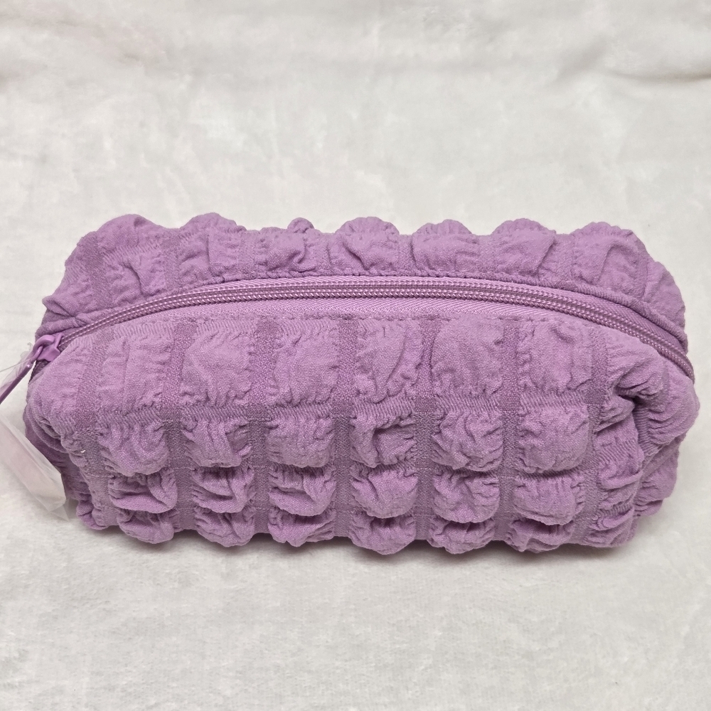 NWT Ulta Purple Textured Puffer Makeup Bag Cosmetic Pouch Lavender - Picture 2 of 7